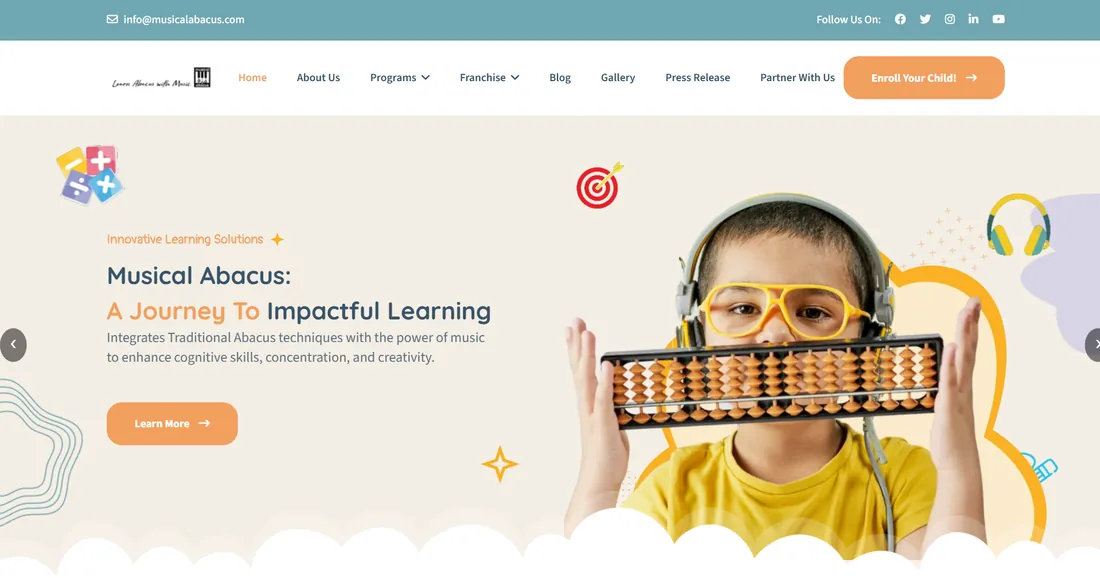 Website designed for Musical Abacus